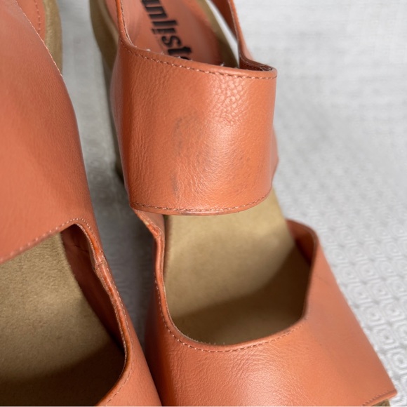 Unlisted Peach Platform Wedge Faux Leather Sandal With Velcro Ankle Closure - Picture 3 of 9